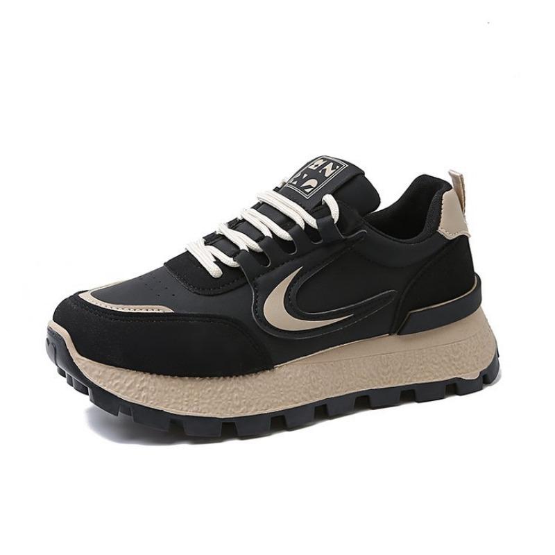 Retro Maillard large size running shoes spring new platform lace-up running shoes college style sports shoes women