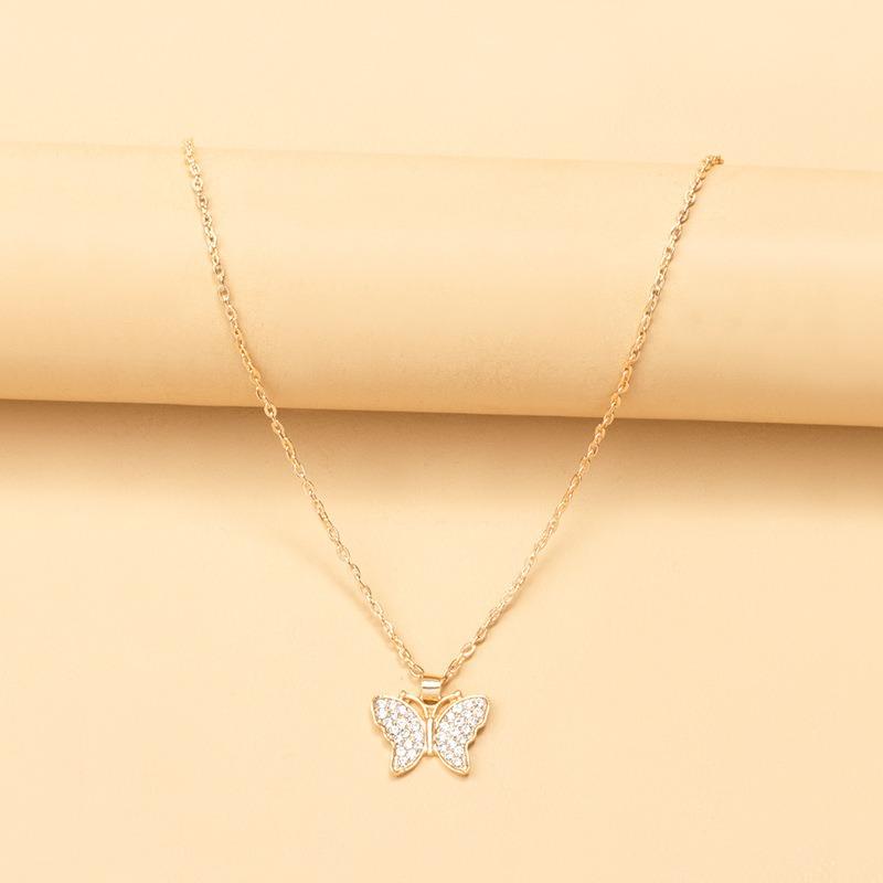 Butterfly necklace jewelry simple fashion versatile niche sweater accessories full of diamond collarbone chain women