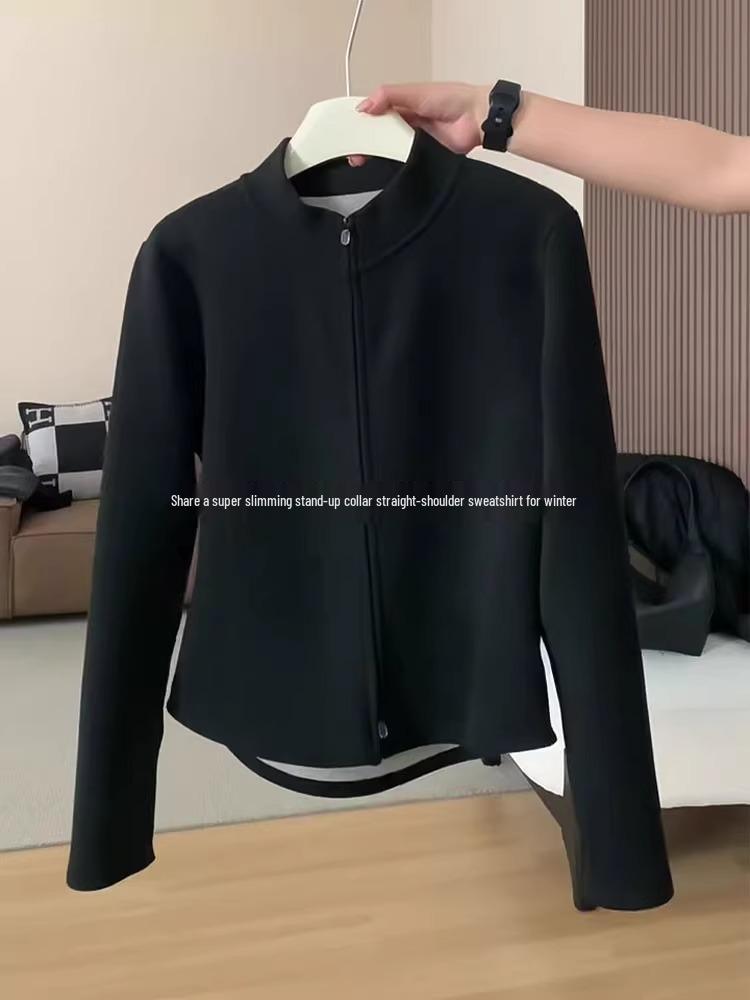 

Женский велюровый кардиган на двойной молнии со стойкой - Толстовка-куртка с длинным рукавом, уплотненная, для осени/зимы 2025. M