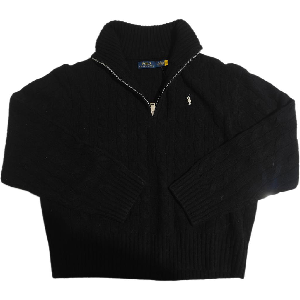 Polo Ralph Lauren FW24 Solid Logo Embroidered Pullover Long Sleeve Sweater Women Sweater Black 211956675-004