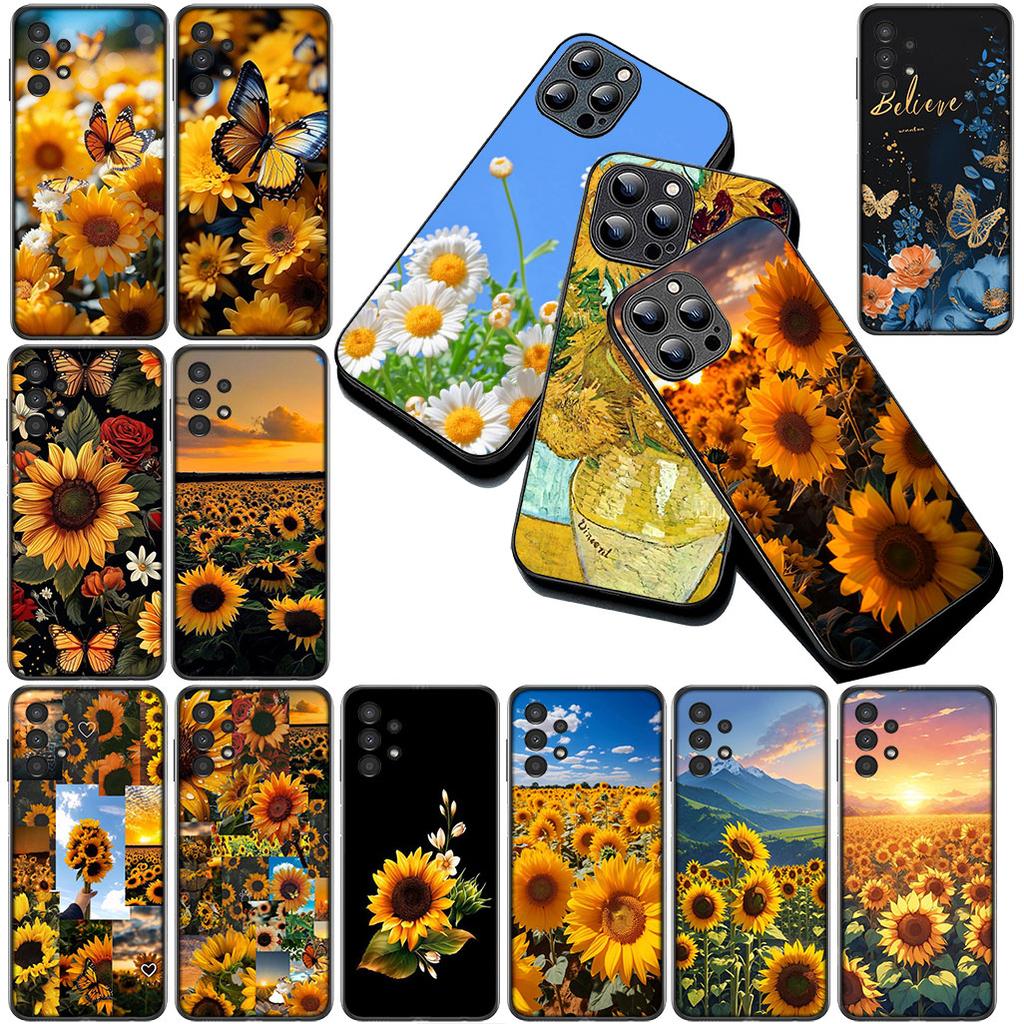 Cover for Samsung Galaxy S10 S8 S9 Plus A33 A34 A31 70 A71 A72 Note 20 9 8 S10E Phone Case Sunflower Yellow Flower Butterfly