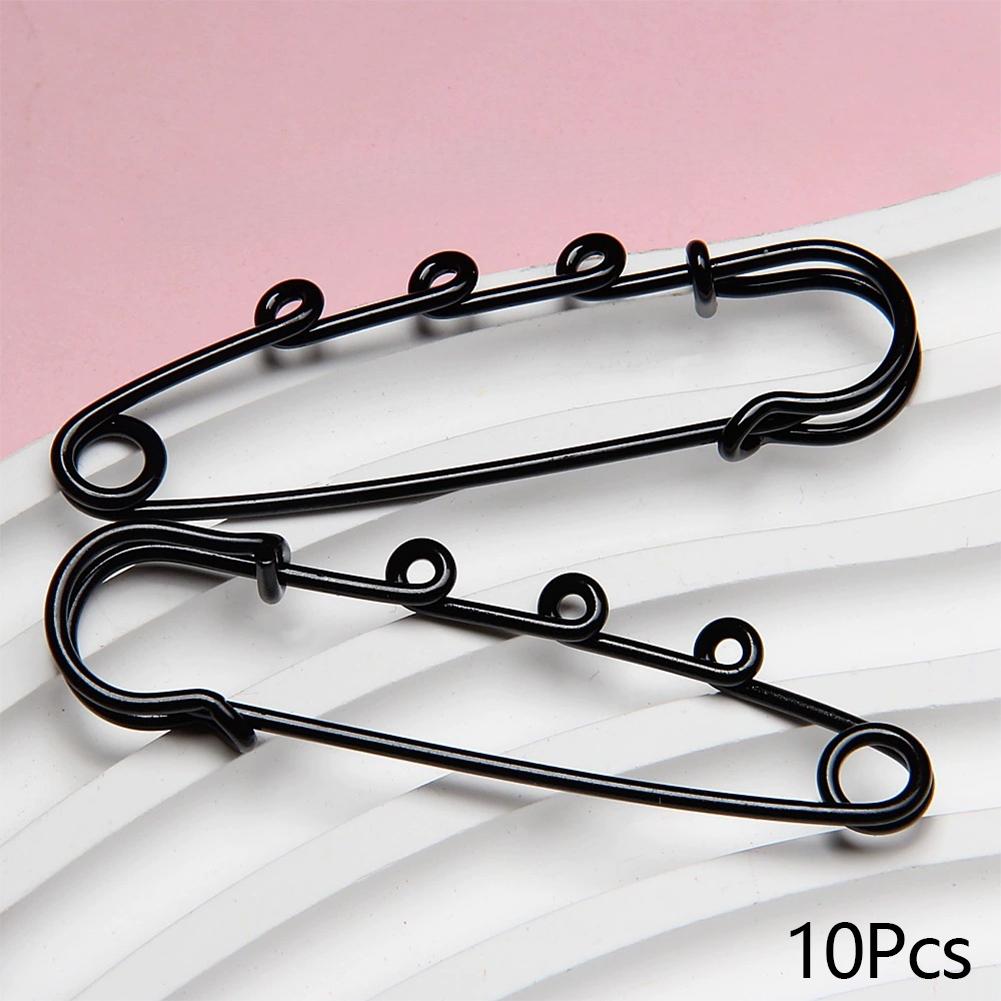 10pcs Metal Safety Pins Brooch Sewing Clothes Pins With 3Loops For Tags DIY Crafts Jewelry Making Findings
