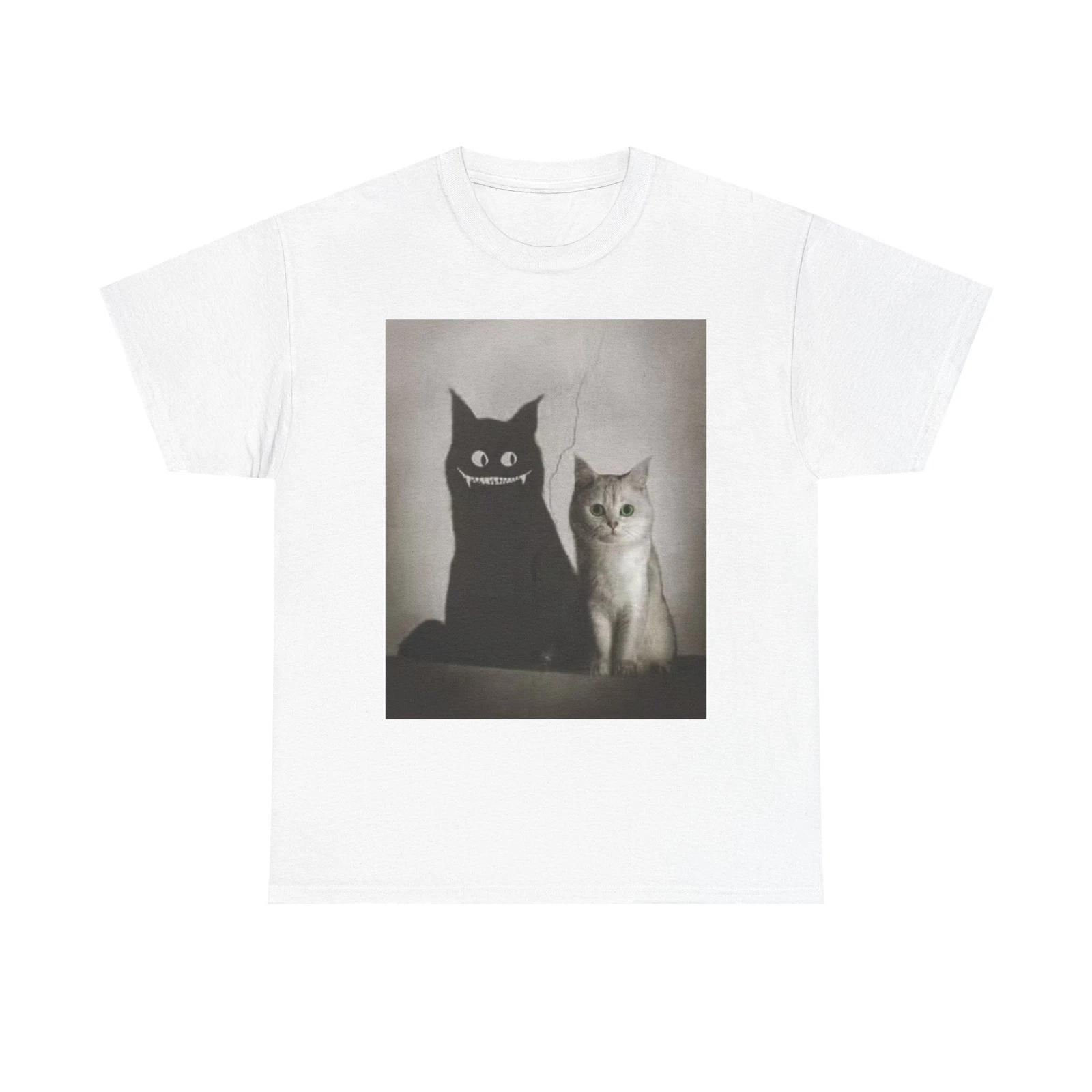 Men s and Women s T-shirts Funny Cat Graphic L