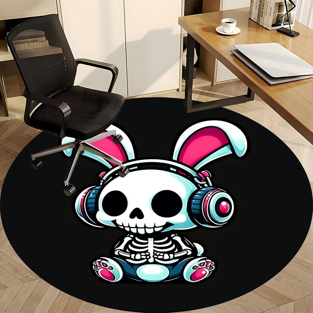 1pc Bunny Beats Office Round Area Rug, Under Office Chairs Bedroom Living Room Home Decor, Room Deco, Available in Various Sizes
