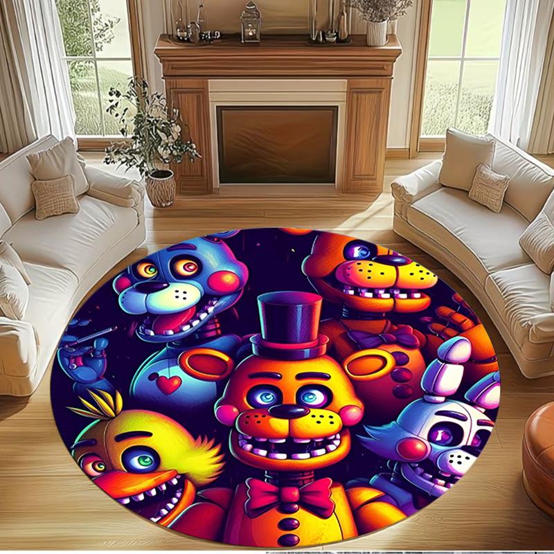 Five Nights at Freddy's Print Round Rug, Washable Floor Carpet, For Entryway Dorm Laundry Room Office Study, Home Decor Birthday Christmas Gift