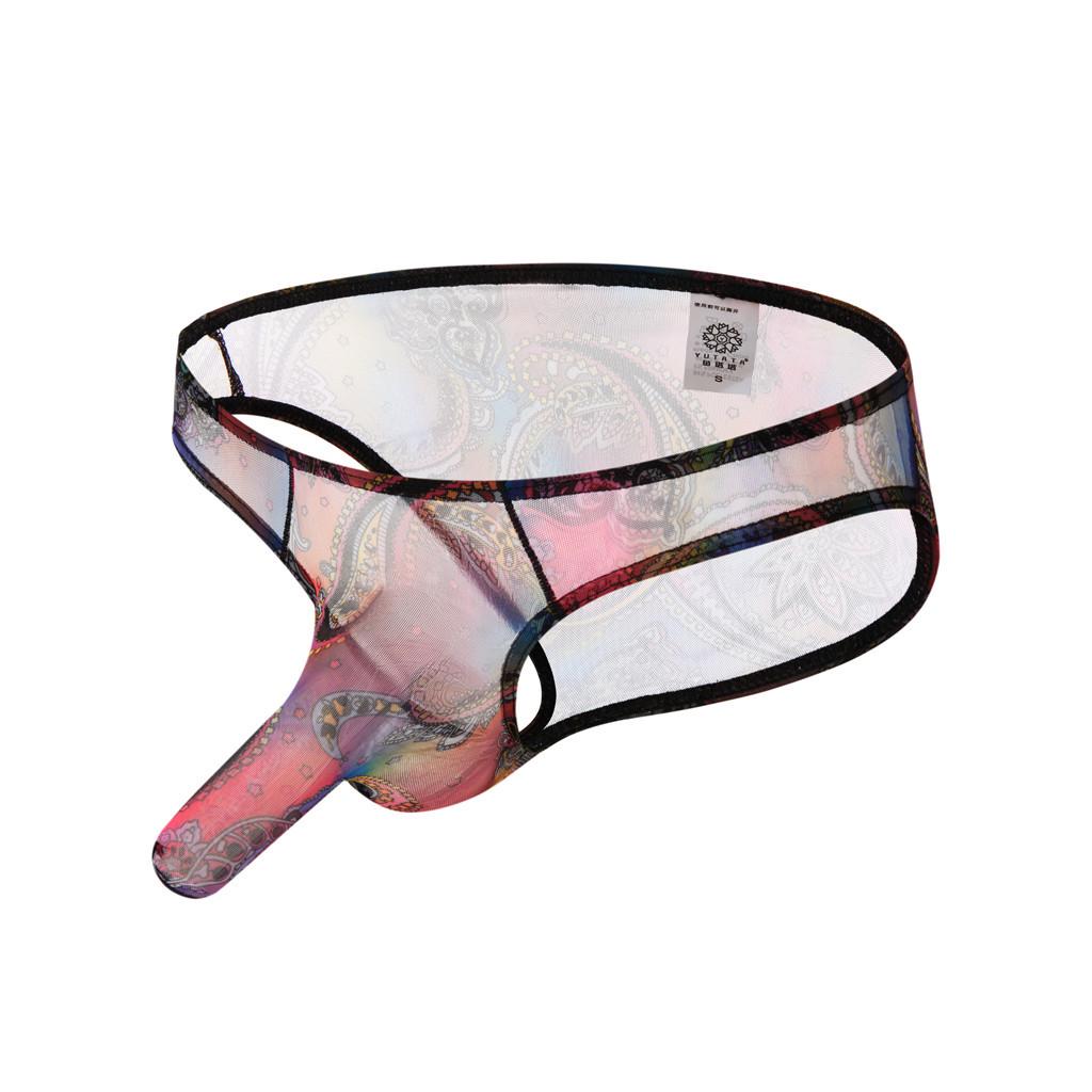 Pánské sexy spodní prádlo průhledné šortky Hot Lip Print spodky