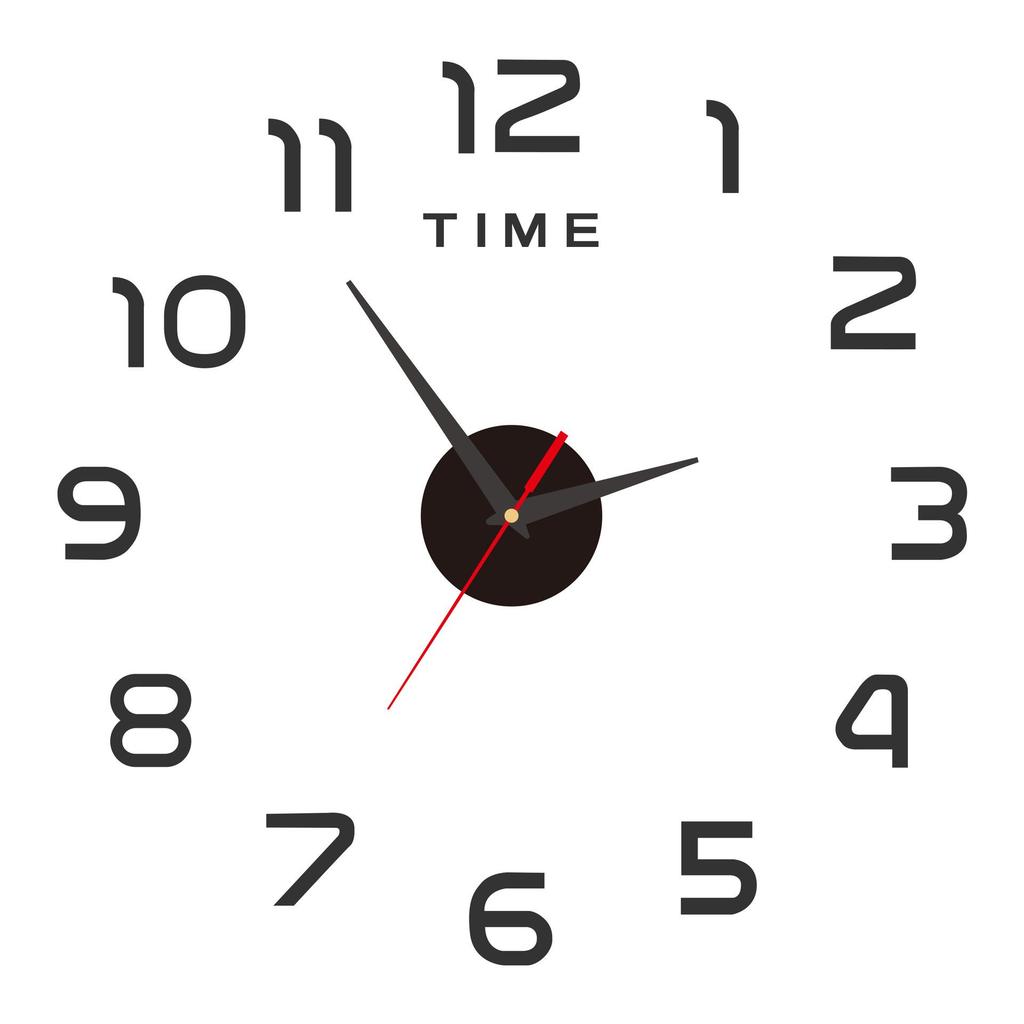 2D Creative Simple Luminous Digital Clock European Style DIY Silent Wall Clock Study Living Room Punch-Free Wall Sticker Clock