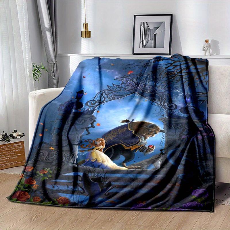 1pc. Fantasy Beauty and the Beast Garden Blanket, Home Decor, Office Throw, Outdoor Picnic Rug, Gift for Disney Fans (80x120cm)
