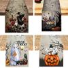 1pc Halloween Table Runner Black Cat Ghost Pumpkin Skull Design Durable Tablecloth for Halloween Dining Room Kitchen Decoration