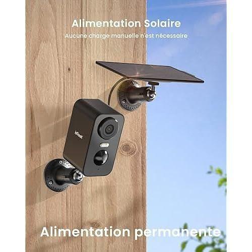 IeGeek 2K Caméra Surveillance WiFi Exterieure sans Fil Solaire, Vision Nocturne Couleur, AI Détection Mouvement, Audio Bidirectionne