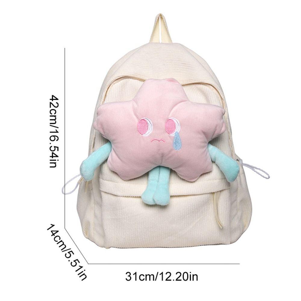 Plush Doll Corduroy Shoulders Bag Creative Student Schoolbag Sweet Plush Star Backpack  School