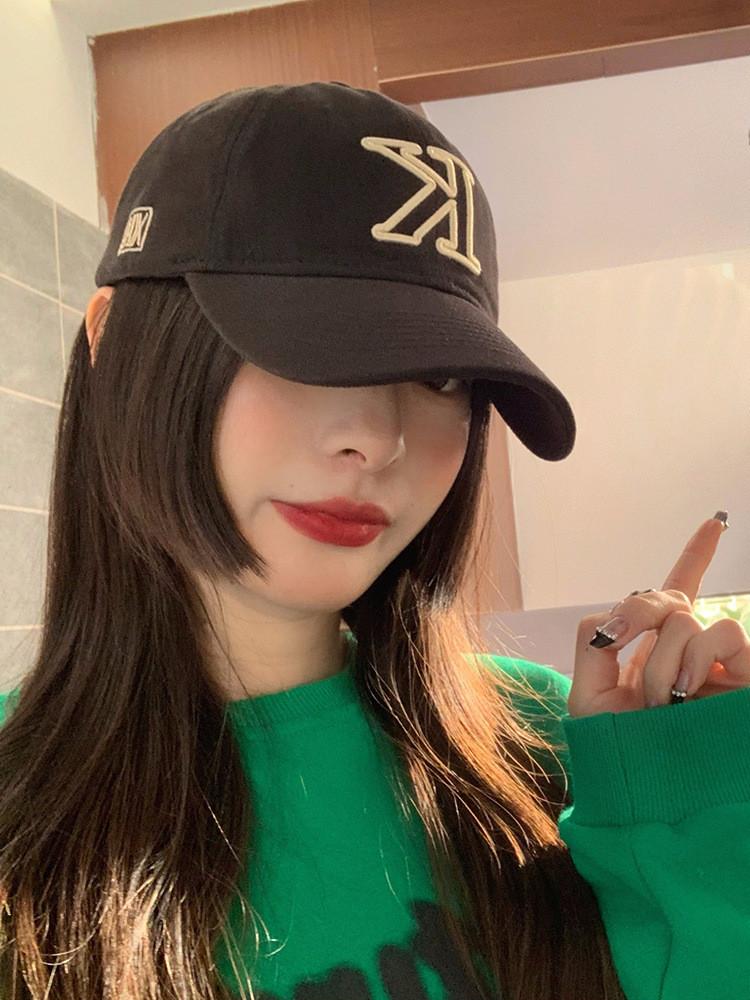 Stylish Korean Brand K Letter Embroidered Round Top Curved Brim Baseball Cap Unisex Casual Sunscreen Breathable Hat