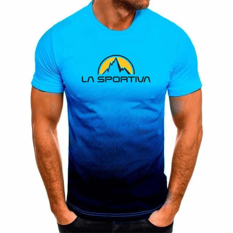 La Sportiva-Tricou cu imprimeu cu litere pentru bărbați, tricou confortabil și respirabil cu gât rotund, tricouri sportive