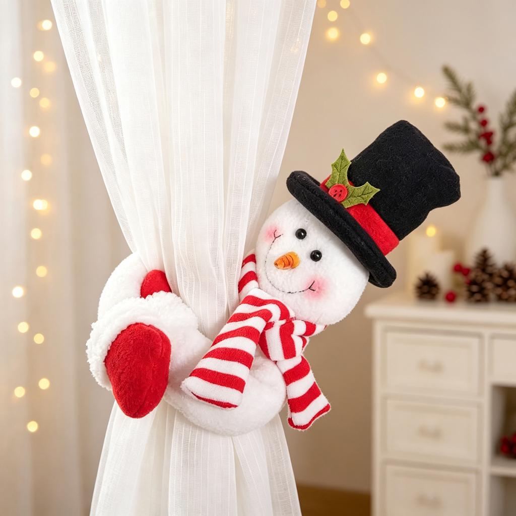 1PCS Christmas Curtain Clasp Santa Snowman Curtain Fixing Clasp Clips Window Decoration Scene Holiday Room Party Decoration