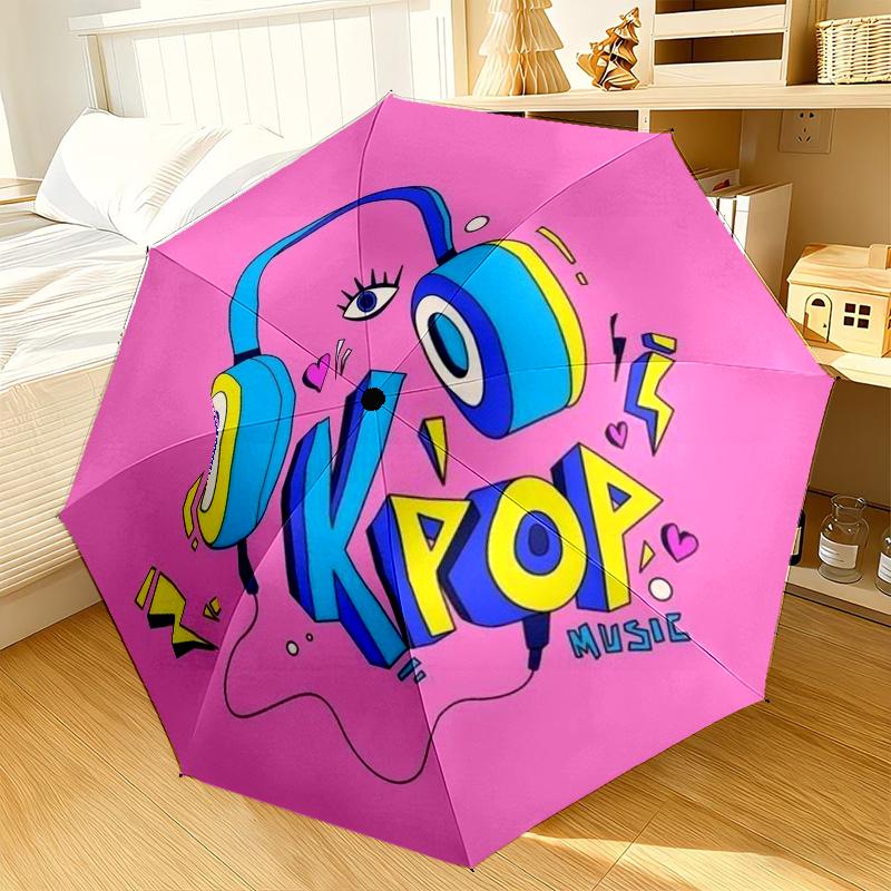 Love Kpop Music Festival Umbrella 8-Frame for Travel, Camping, Casual Lightweight Portable Umbrella, Essential for Every Family Holidays Gift