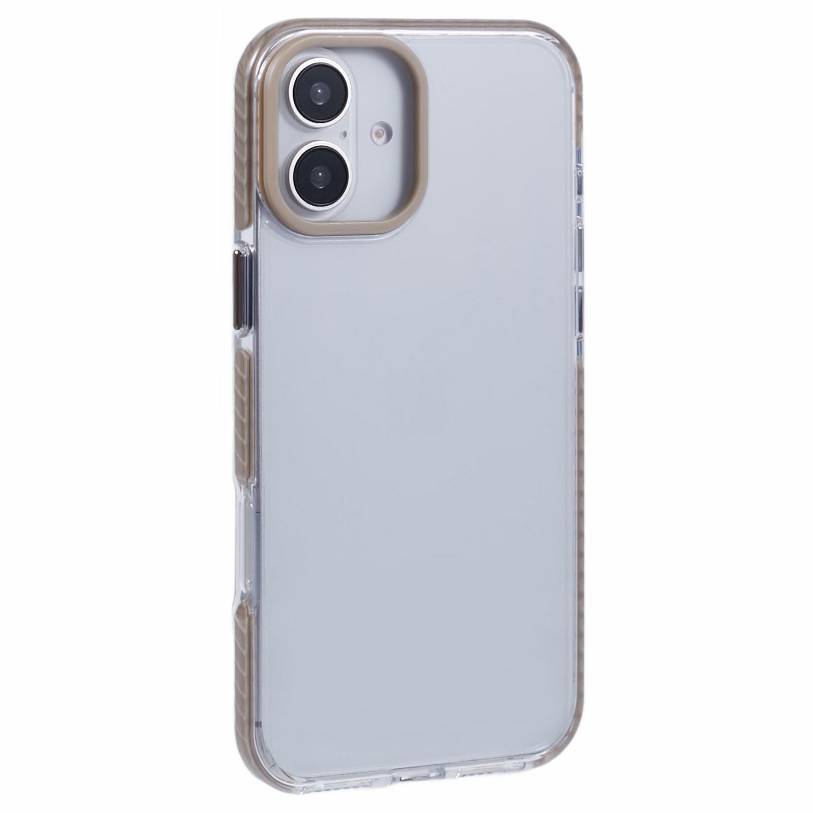 

For iPhone 16 Plus Clear Case TPU+PC Shockproof Phone Back Cover Khaki