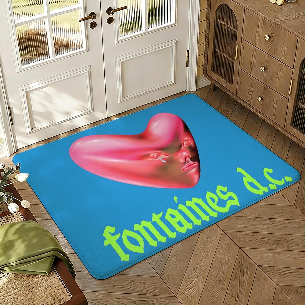 Band F-Fontaines D C Floor Mat Soft Thickened Absorbent Non-Slip Bedroom Living Room Door Mat Home Decor Flannel Rugs
