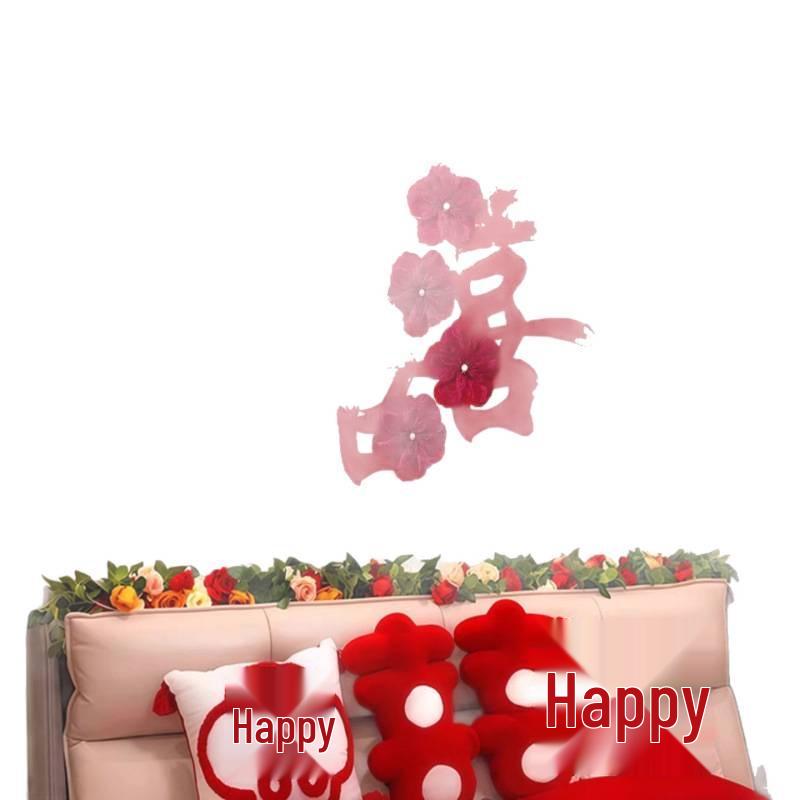 Double Happiness Wedding Decor Set: Bridal Bedroom & Living Room Stickers, Photo Props