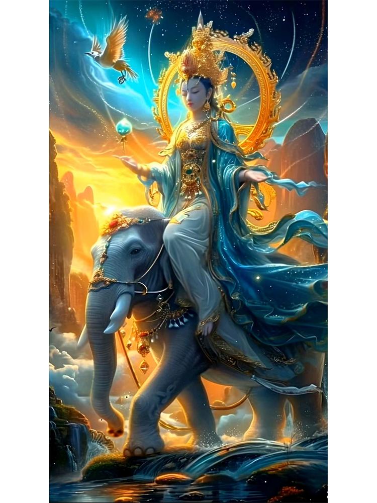 Religious Diamond Painting 5DDIY Cross Embroidered Buddha Statue Elephant Full Round Square Diamond Mosaic Home Decoration