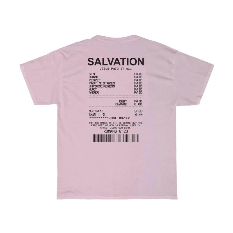 Unisex Salvation Back Print Bible Verse TShirts Oversized Funny Streetwear Christian T Shirts Jesus Faith Tees Gifts Unisex Tops