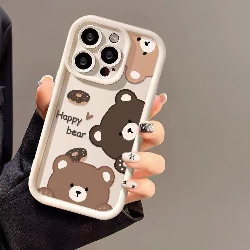 Cute Cartoon Happy Bear Anti Drop Soft Phone Case For Multiple Apple Iphone Models