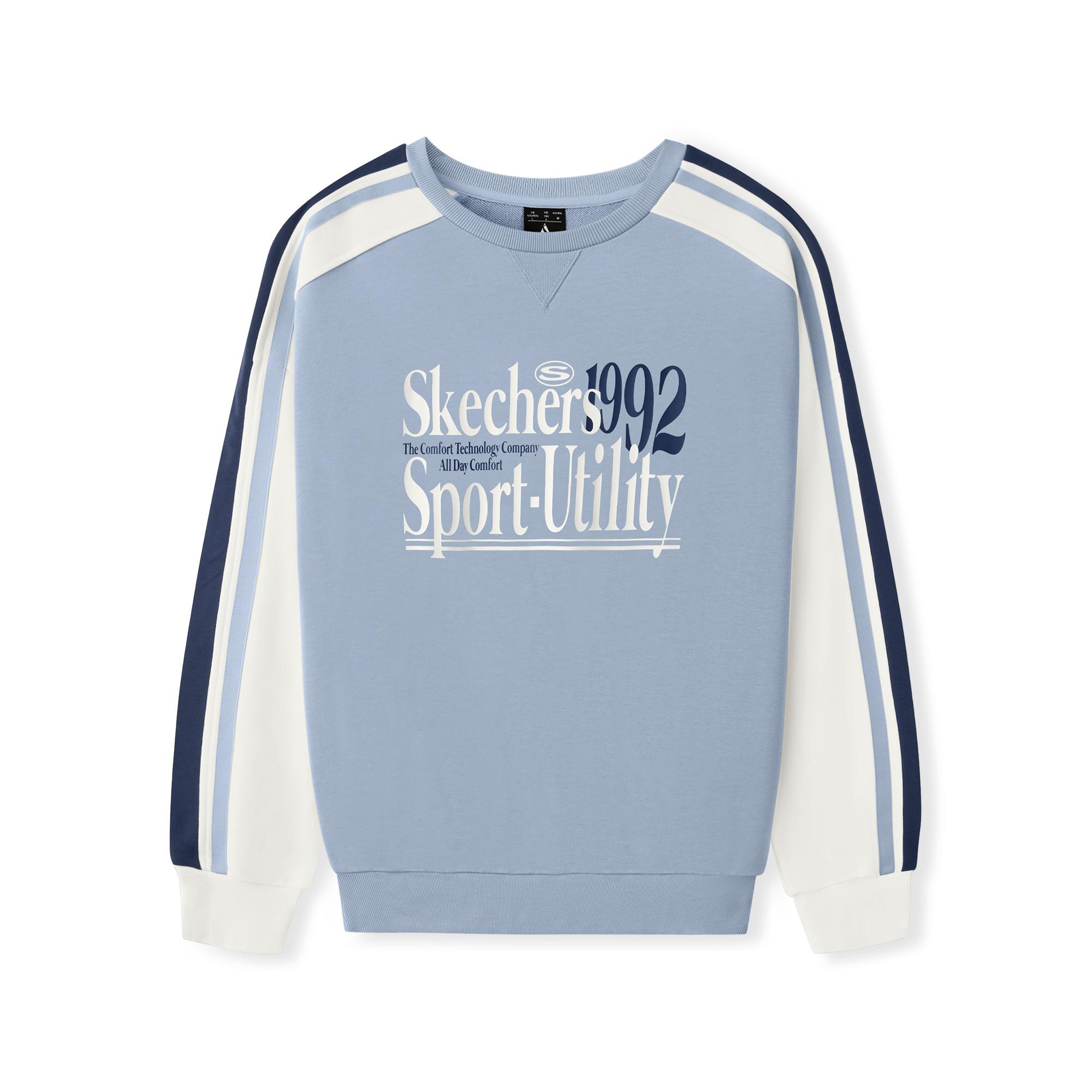 Skechers Sport Casual Retro Color Block Letter Print Knit Pullover Sweatshirt Men sweatshirt L125M065-02F2 S