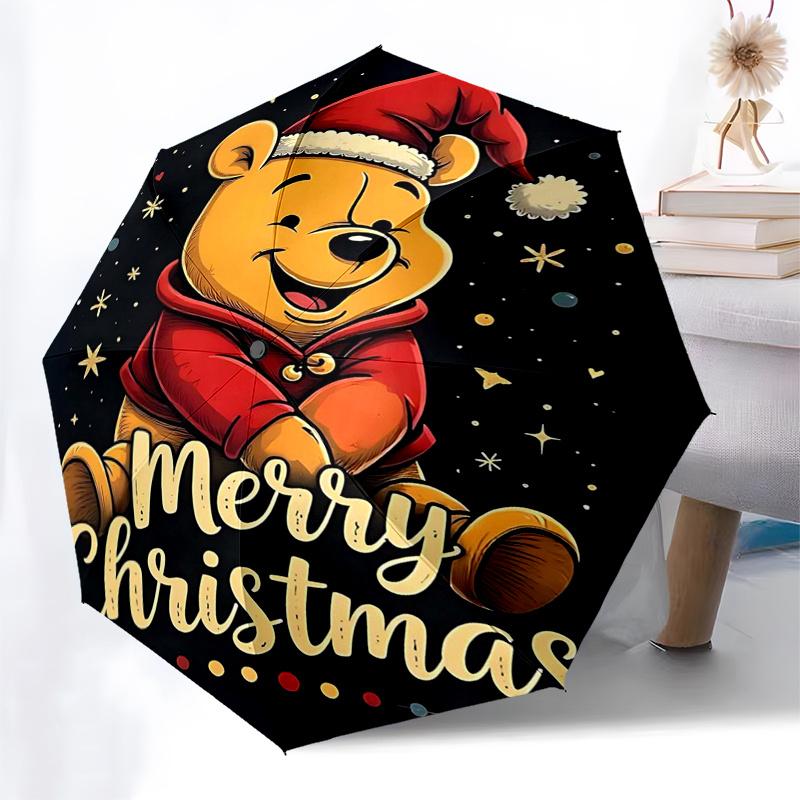 Winnie and Friends Themed Travel Umbrella-8 Ribs Automatic Opening and Closing, Portable Folding Design, Compact and Stylish Umbrella