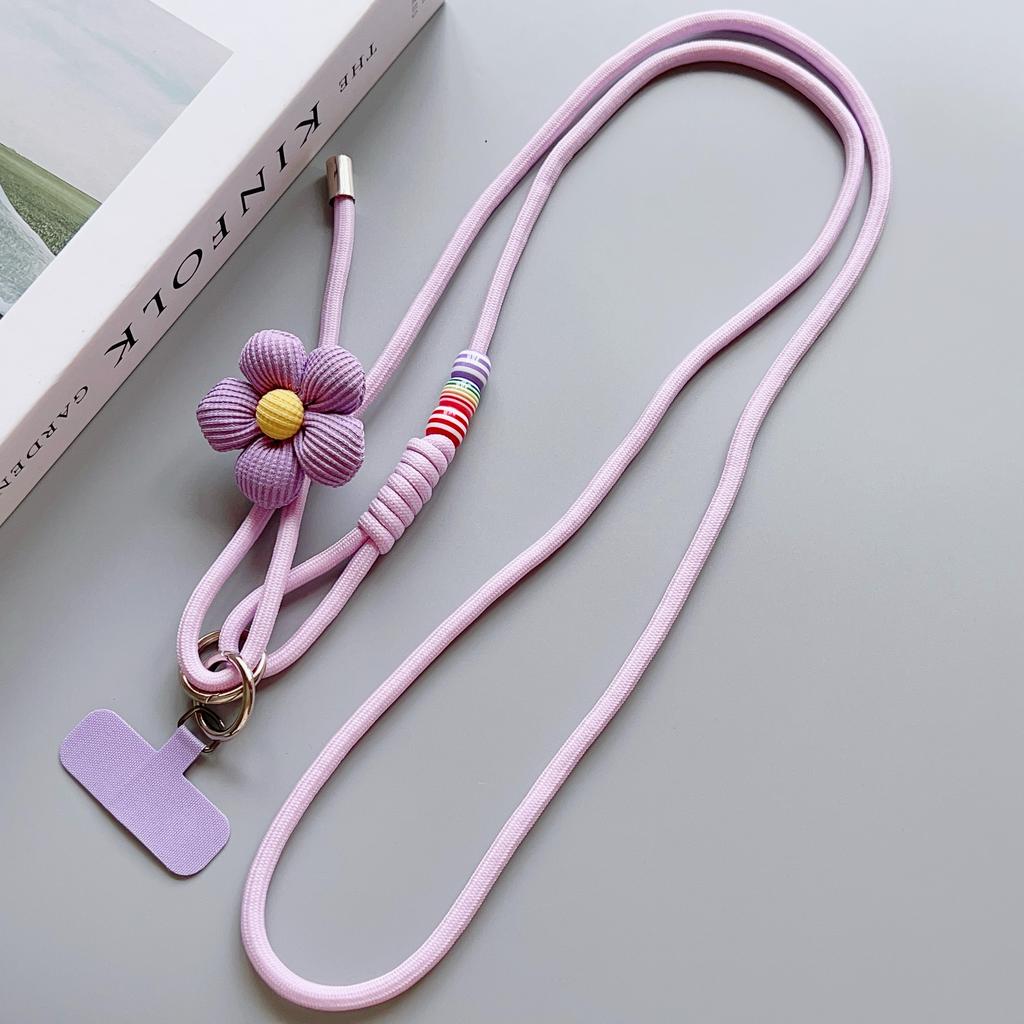 Fashionable Flower Double-Sided Adjustable Mobile Phone Universal Lanyard, Diagonal Long Lanyard Anti-Loss Hanging Piece