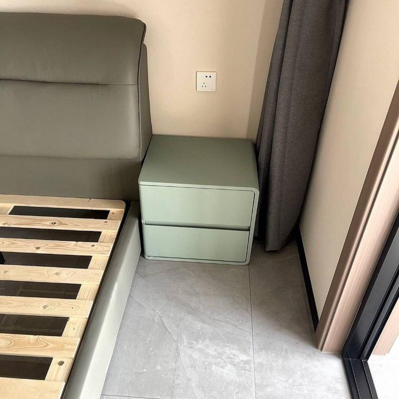 Modern Cream Leather Bedside Table - No Installation Needed