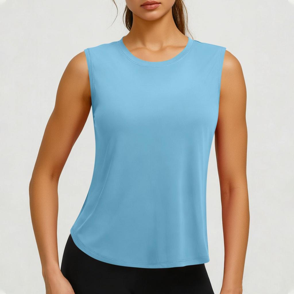 Ärmelloses Damen-Tanktop mit Rundhalsausschnitt, lockere Passform, leichter Pullover-Bluse für den Alltag und aktive Kleidung