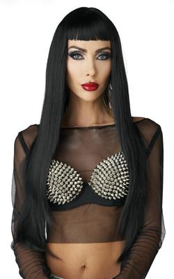 California Costumes Traditional Gothic Straight Costume Wig with Bangs, Black, One Size for Adults, 7025-160