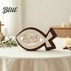 Stable Wood Base Ornaments Fish Shape Last Supper Scene Statue Resin Religious Sculpture Decorative Faith Table Decor Art Ornament for Home