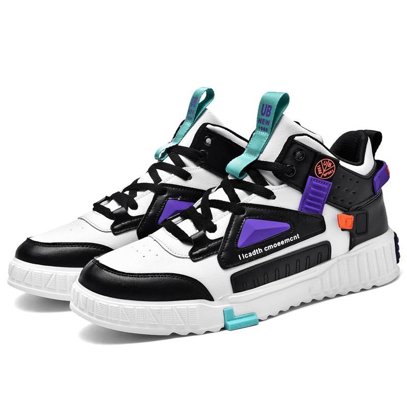 

Противоскользящая износостойкая модная и модная обувь с высоким берцем для занятий спортом на открытом воздухе, повседневная обувь, мужская обувь 46 чёрный/белый