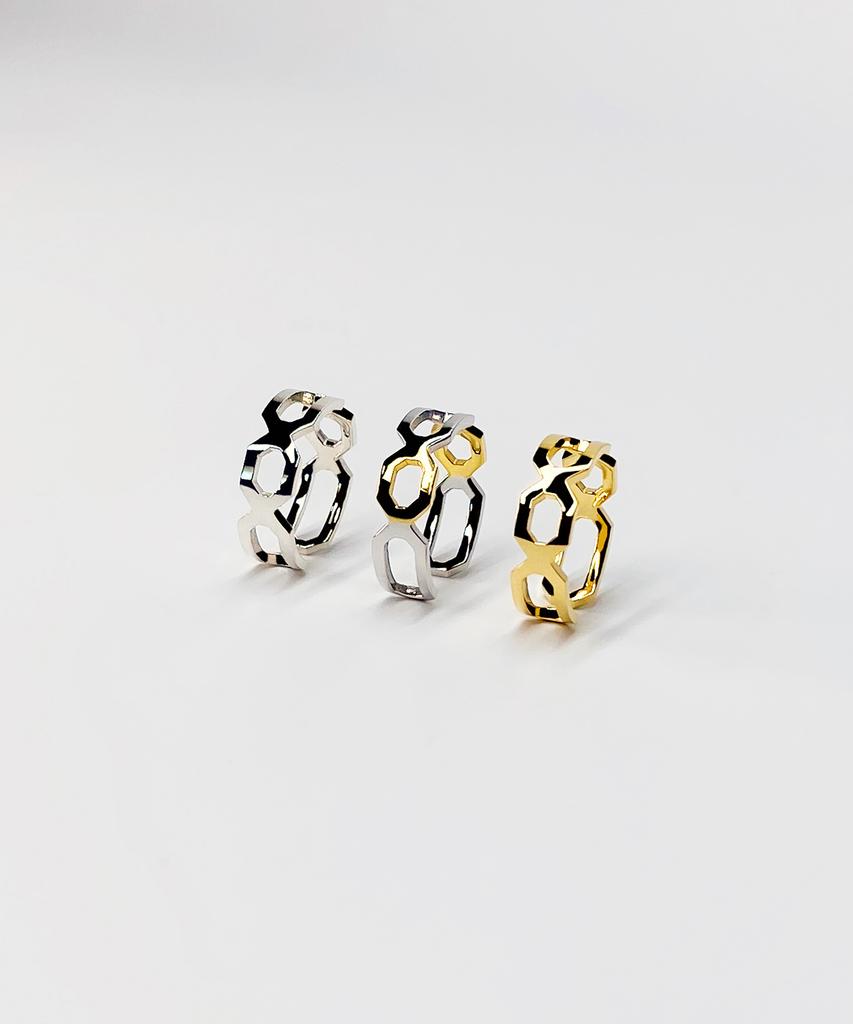 Kudos Interlocking Triple Octagon Ring (Thin Ver.)