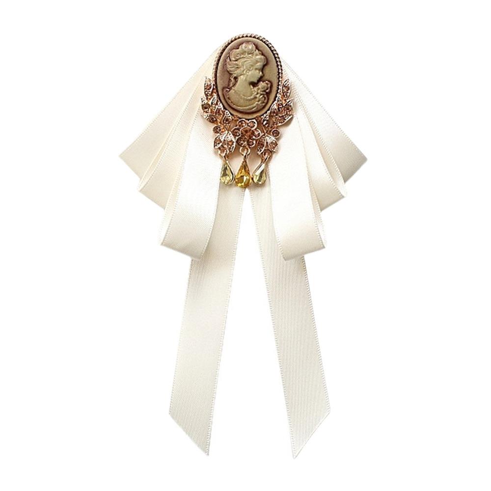 

Женская профессиональная блузка с бантом Брошь-булавка с бантом Для женщин Девушек Блузка Жабо Воротник White Pin