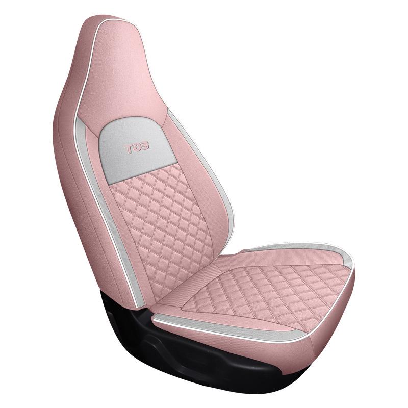 Leapmotor T03 Universal Cartoon Linen Car Seat Cover Set, Full Surround, Four Seasons.