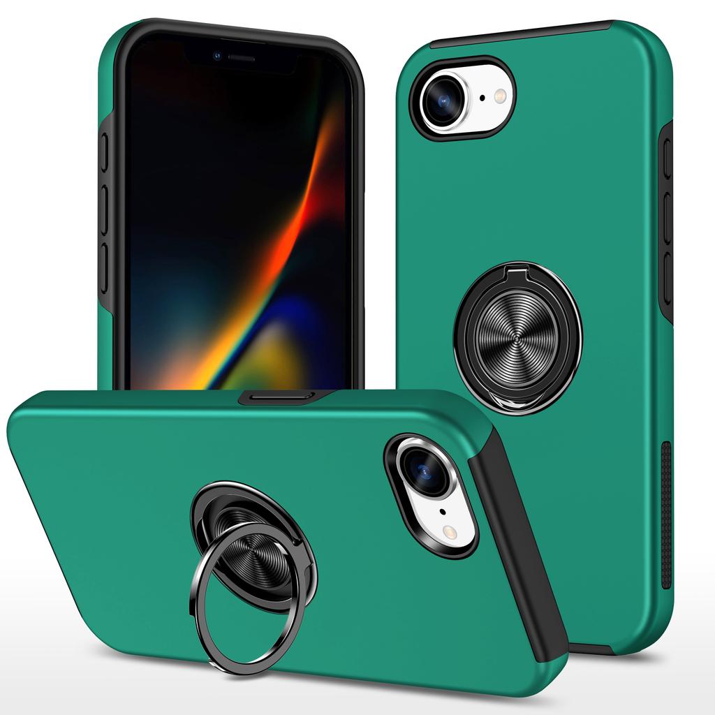 For iPhone 16e Case PC + TPU Phone Cover with Rotatable Ring Holder