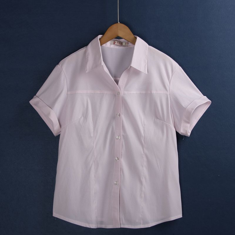 

Lapel Single Breasted Elegant Short Sleeve Export Striped Shirt Vermicelli short sleeve 2XL