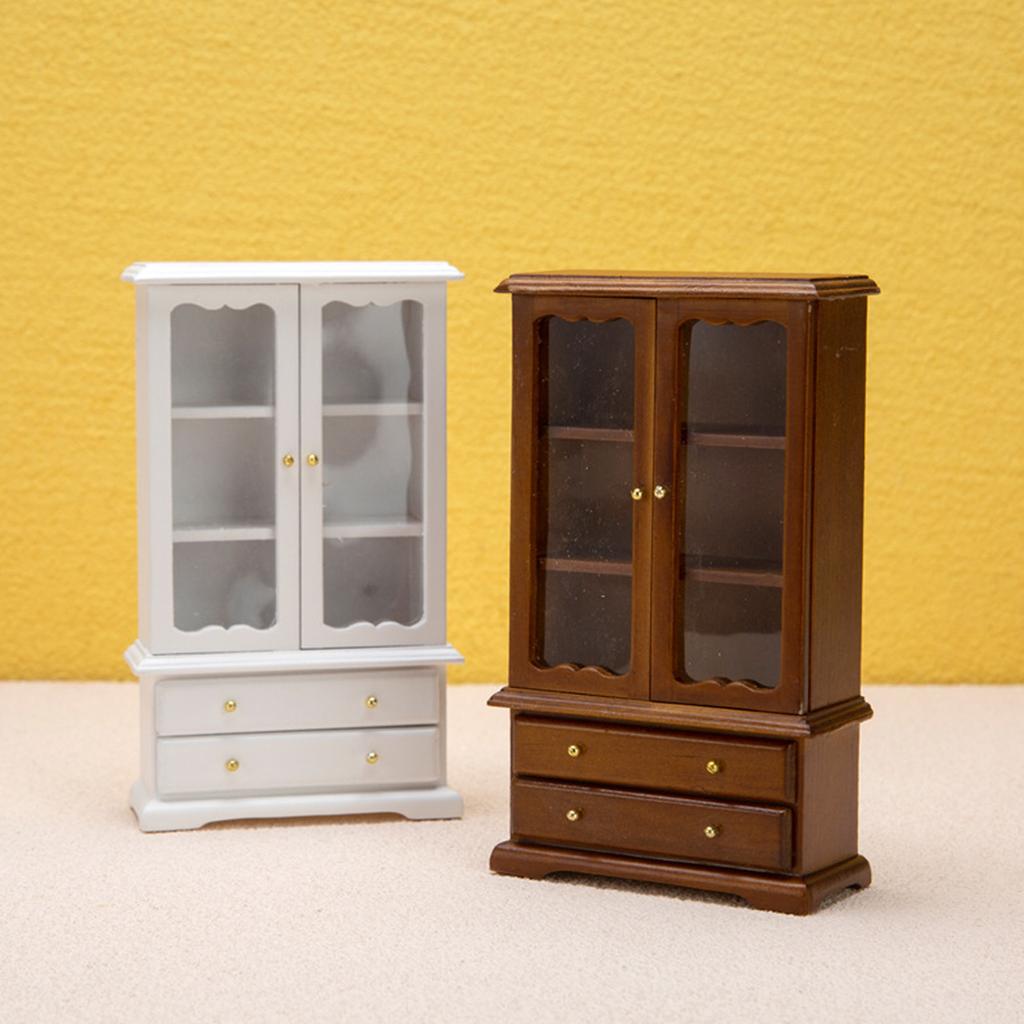 Realistic Wood Shelf Realistic Pretend Play Display Cabinet Model Toy Vintage Display Shelf 1:12 Doll House