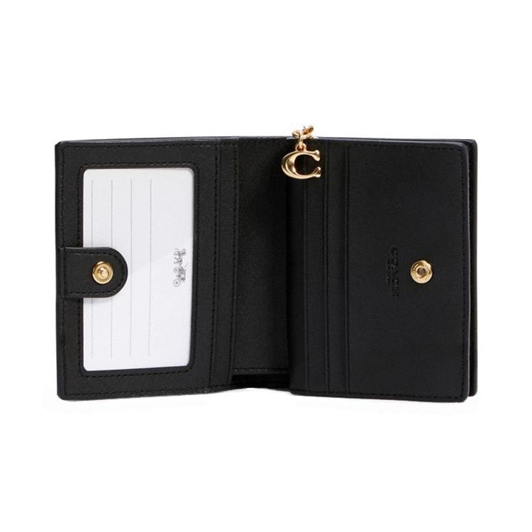 Coach Snap Wallet Monogram Foldable Coated Canvas And Leather Wallet Women Wallet Dark-Brown C3309-IMAA8