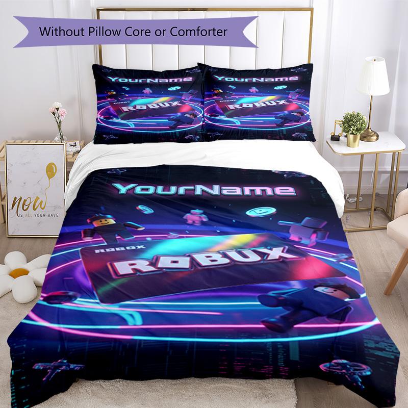 Roblox 266 Customize Your Name Bedding Set Breathable Duvet Cover with Pillowcases Home Decoration Birthday Gift