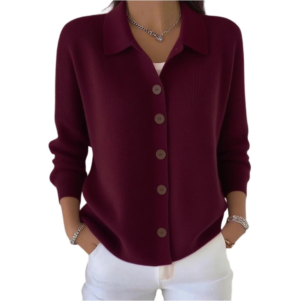 Women's Fashionable Long-sleeved Solid-color Pullover Knitted Sweater Top