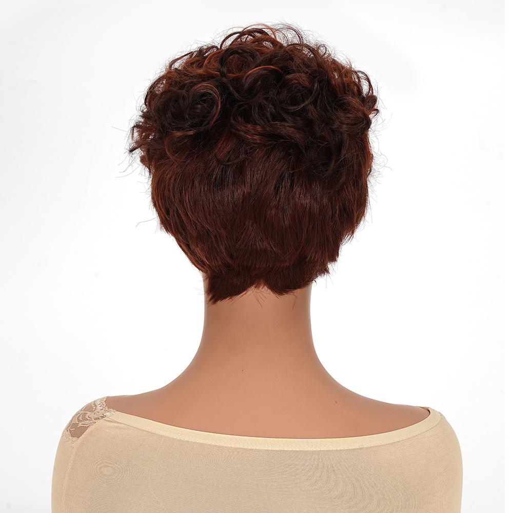 Synthetic Short Curly Wig for Women Wigs With Bangs Natural Red Brown Wig Daily Party Cosplay Use Heat Resistant Fiber