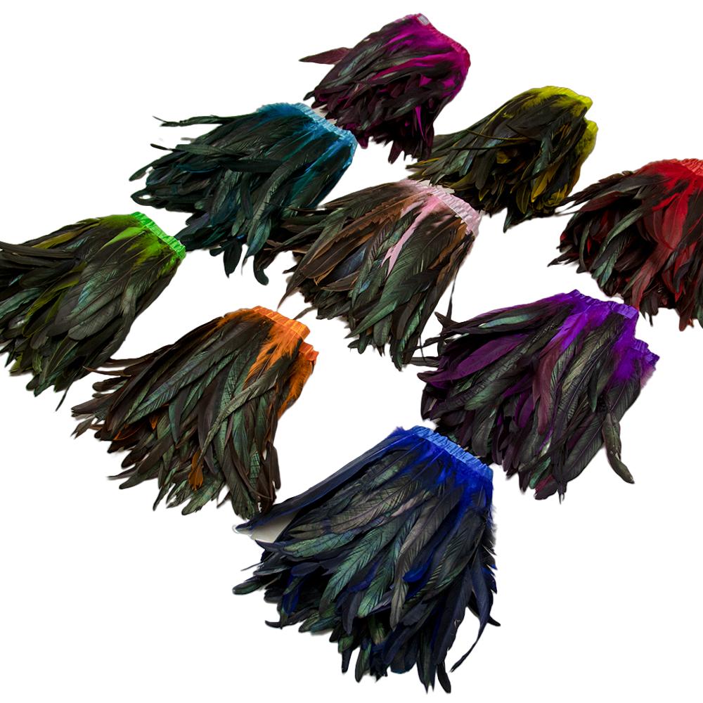 10-12inch Premium Rooster Tail Feathers Trim Dress Decor Carnival Costume Accessories 1Yard Orange Bulk Cock Feather Supplies