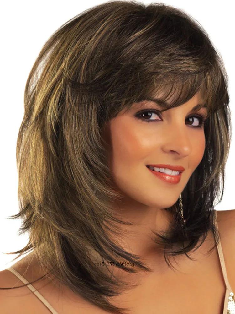 

Синтетические парики для азиатских длинных натуральных прямых волос, парики для замены волос для ежедневного использования, парик мамочка с челкой, светлый парик для пожилой женщины, мягкий