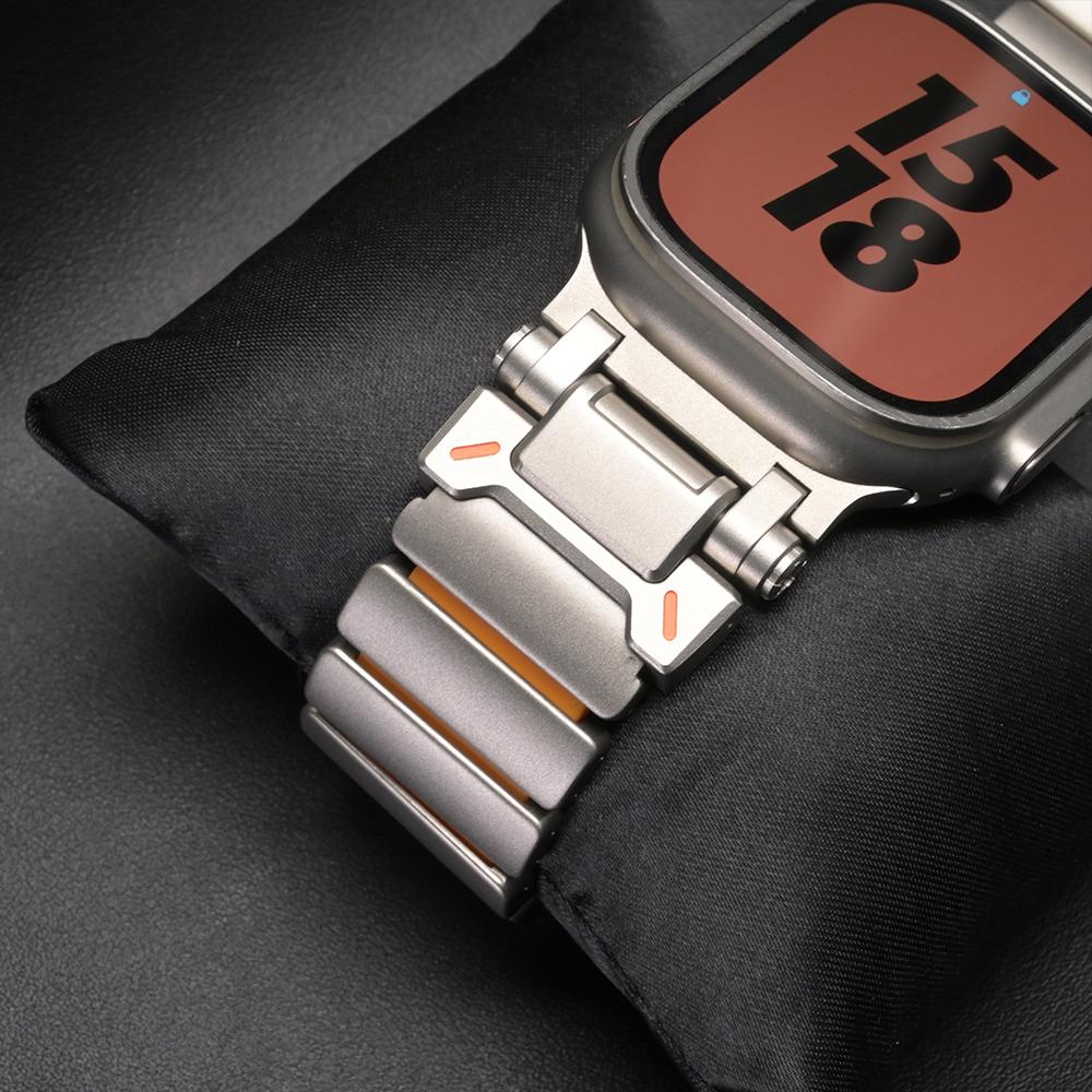 Titanium Rubber Watchband for Apple Watch Ultra 3 Band 49mm Man Metal Strap for Iwatch Series 11 10 9 8 7 6 5 SE3 44mm 45mm 46mm