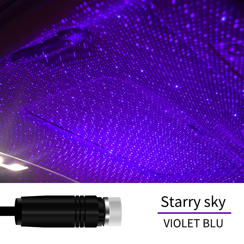 

USB Decorative Lamp Adjustable Car Interior Decor Light Romantic LED Car Roof Star Night Light Projector Atmosphere Galaxy Lamp фиолетовый