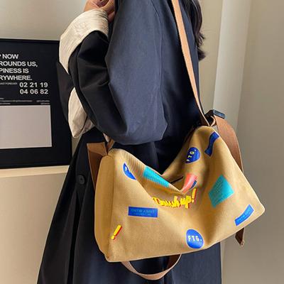 Borsa a tracolla in tela con tracolla regolabile, Borsa a tracolla casual alla moda con tracolla larga