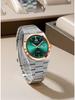 Men's Ultra-Thin Luminous Quartz Watch with Steel Band and Double Calendar, Waterproof.