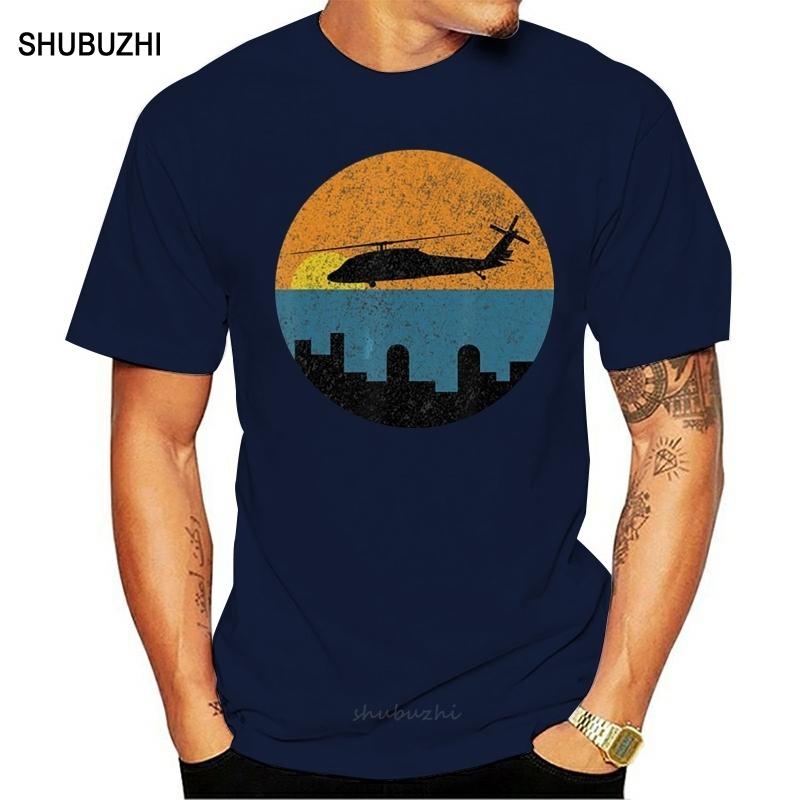 Uh60 Blackhawk Helicopter Vintage Sunset Cityscape Gift Black TShirt Tee Shirt S